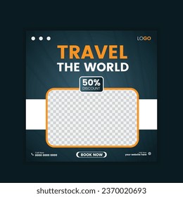  vector travel tour instagram post or social media post template.