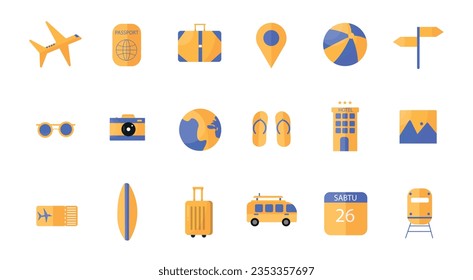 vector travel and tourism set of icons