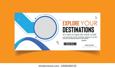 Vector travel and tourism social media cover banner template design