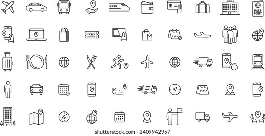 Vector travel and transportation icon set