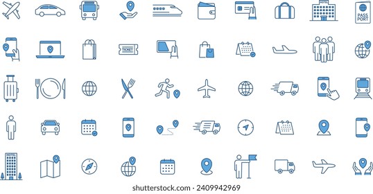 Vector travel and transportation icon set