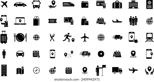 Vector travel and transportation icon set
