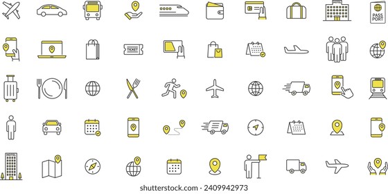 Vector travel and transportation icon set