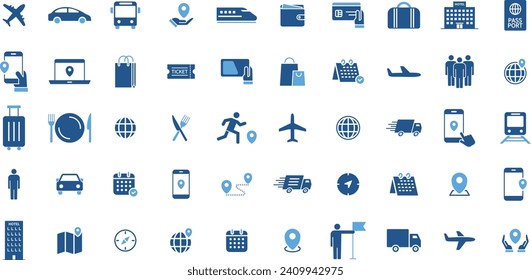 Vector travel and transportation icon set