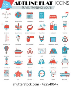 Vector Travel traveling ultra modern outline flat line icons for web and apps. 