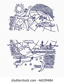  vector travel and vacation set