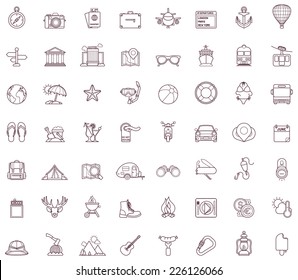 Vector travel and vacations icon set