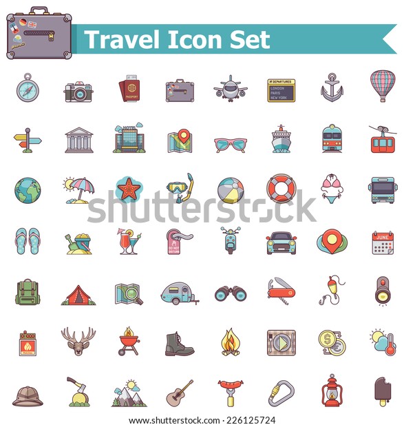 Vector travel and vacations\
icon set