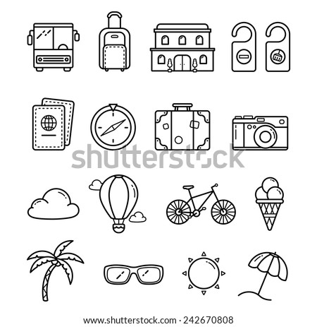 Vector Traveling line icon set