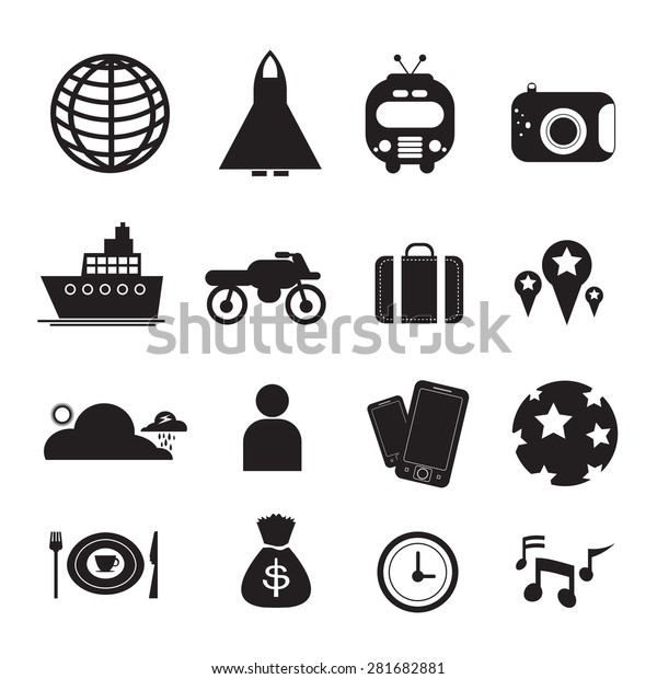Vector Traveling and transport icons for Web\
and Mobile on white\
background
