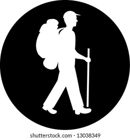 Vector traveller icon. Black and white. Simply change.