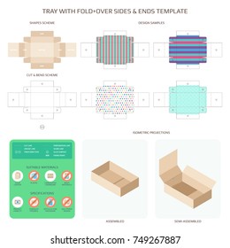 Vector tray with fold over sides and ends templates set