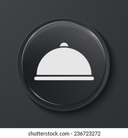 Vector tray modern black glass circle icon. Eps10