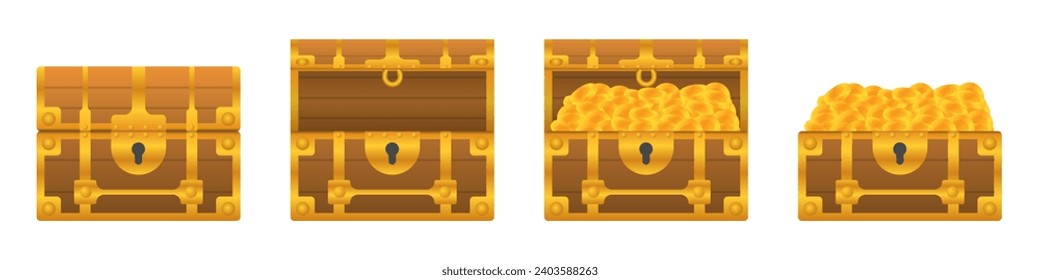 vector treasure chest containing gold coins