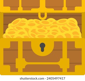 cofre del tesoro vectorial que contiene monedas de oro