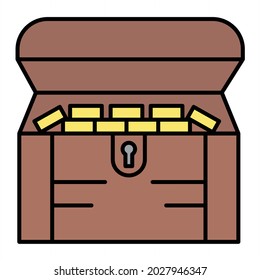 Vector Treasure chest Filled Outline Icon Design
