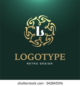 vector treasure elegance calligraphic stylish logotype flourishes pattern marketing monogram seal line classical king royalty abstraction boundary golden trendy mark rich classic ornate yellow green l