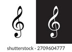 Vector treble cleft symbol sheet music element, icon. treble cleft symbol sheet music element silhouette. vector illustration eps file. 