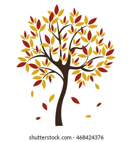 Vector tree autumn illustration element nature sign