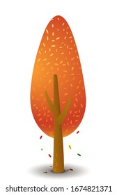 Vector tree in autumn season. Game UI flat. Template for logo design, decorating clothes, build 2D games or postcards. Isolated stock illustration on white background.