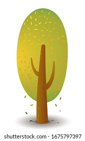 Vector tree in autumn season. Game UI flat. Template for logo design, decorating clothes, build 2D games or postcards. Isolated stock illustration on white background.