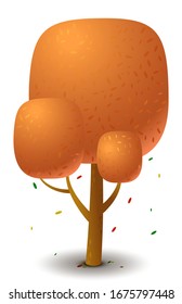 Vector tree in autumn season. Game UI flat. Template for logo design, decorating clothes, build 2D games or postcards. Isolated stock illustration on white background.