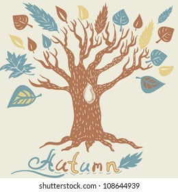 Vector tree autumn and winter background