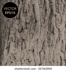 Vector Tree Bark Background. Wooden Texture. Nature Engraving Illustration. 