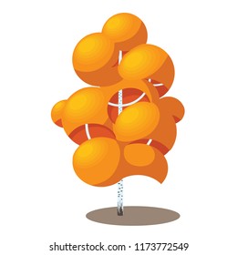 Vector tree, birch. Isolated, scaled. Cartoon design.