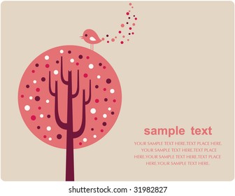 vector tree and bird