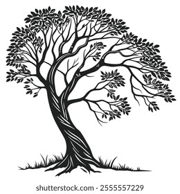 vector tree black and white background