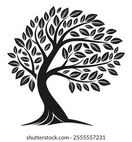 vector tree black and white background