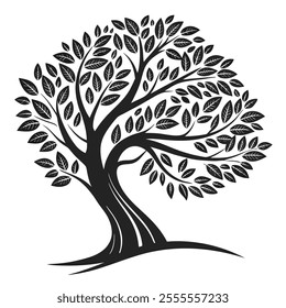 vector tree black and white background