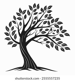 vector tree black and white background