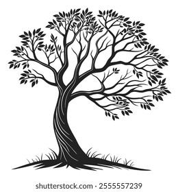 vector tree black and white background