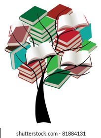 vector tree with books
