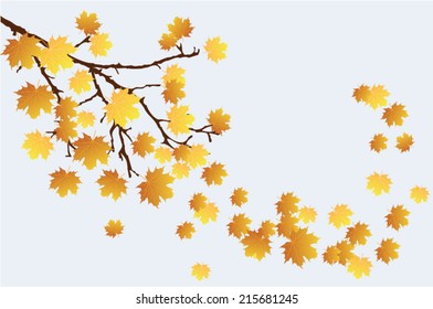 vector tree branch with fall leaves background