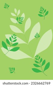 Vector Tree branch with green leaves for background, backdrop, fabric, banner, card, cover and poster, etc.
