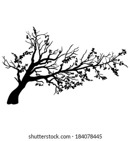 vector tree with branches in the wind