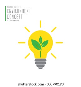 Vector tree in bulb icon symbol environment concept flat style.