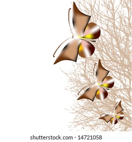 vector tree with butterfly