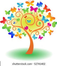 vector tree of butterfly