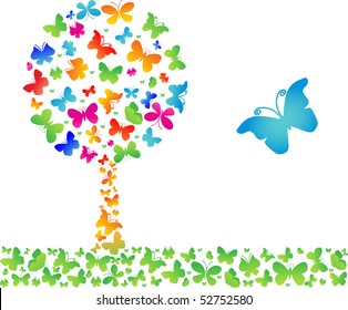 vector tree of butterfly