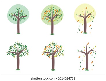 Vector tree Can be used for a variety of work has several seasons.