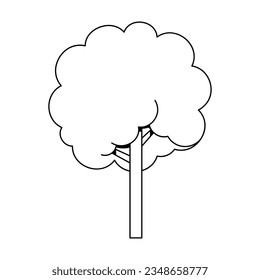 vector tree cartoon line art illustration isolated