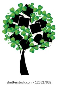 vector tree with clover leaves and blank photos for st. Patrick day