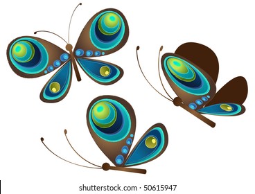 vector of tree color butterflies