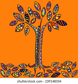 Vector tree with colored leaves