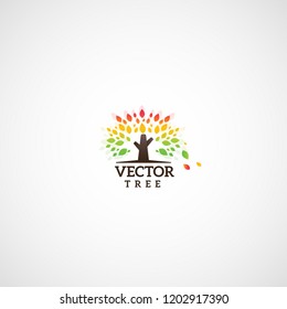 Vector tree with colorful leaves, like autumn logo.