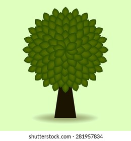 Vector of tree covered with full of fresh green leaves in spring.